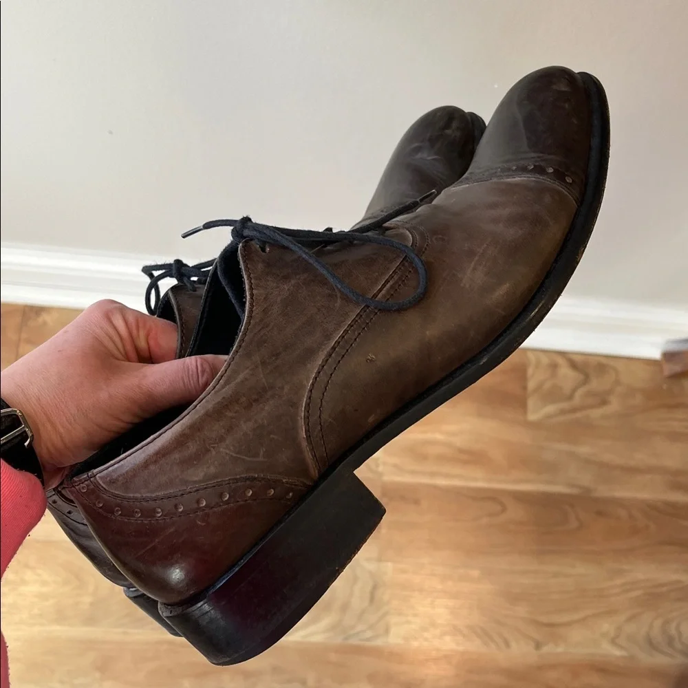 Kenneth Cole Men's leather made in Italy Dark Grey/Brown Oxfords size 8-8.5